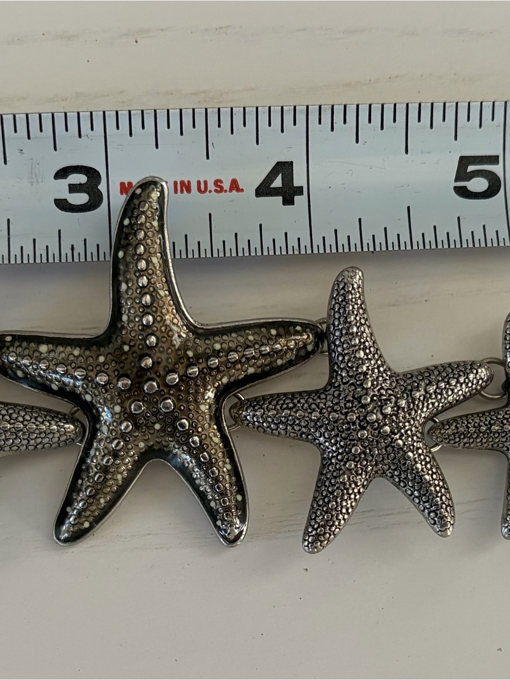 Starfish Link Bracelet in Antique Silver Tone